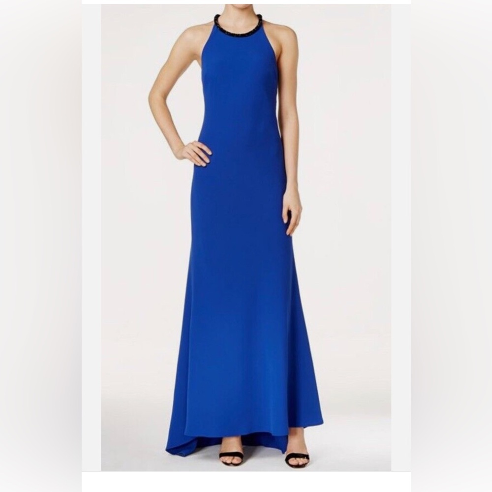Calvin Klein halter neck embellished dress